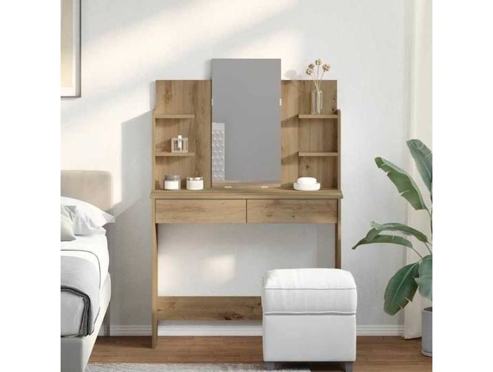MGH - TOP coiffeuse/Table de maquillage - 1 femme - avec miroir - chêne artisanal 96x39x142 cm FR327