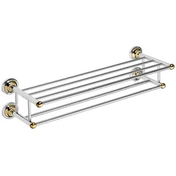 Brillantbad BETRO GOLD Doppelhandtuchablage Messing Gold Chrom 665x165x225 mm für Bad & WC >> zum Bohren