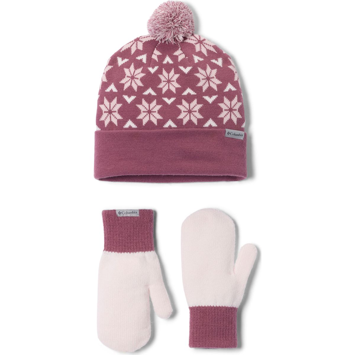 Columbia Women’s Snowflake Beanie and Mitten Set antique mauve, mineral pink, powder pink (551) O/S 218078-2180781-551-O/S