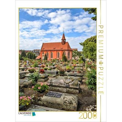 CALVENDO Puzzle Johannisfriedhof mit historischen Grabsteinen und der aus dem13. Jahrhundert stammenden St.-Johannis-Kirche in Nürnberg, Bayern | 2000