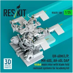 ResKit UH-60M/L/P, MH-60G, AH-60L DAP folded main rotor with blade fold restraint systems (3D Printed) for