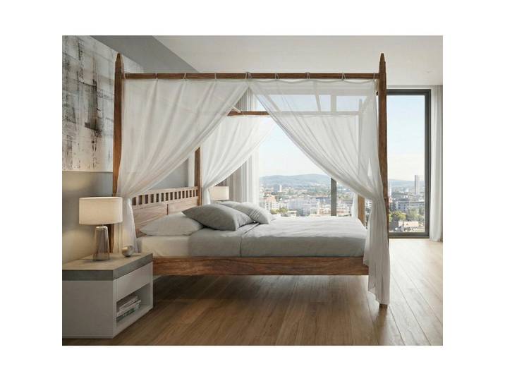 Mid.you Himmelbett, Akaziefarben, Holz, Akazie, Hartholz, Holz, 180x200 cm, Himmelfunktion, Schlafzimmer, Bett, Doppelbetten