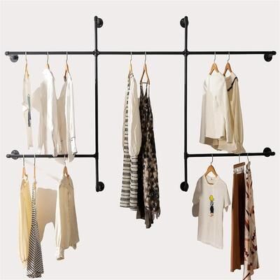 No "Industrial Pipe Clothes Rack Wall Mounted Clothing Rack - 9.84""D x 70.86""W x 51.18""H"