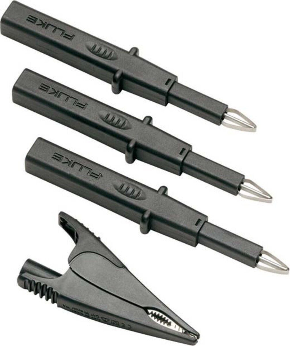 Fluke TLK290 Flexibele sokkelsonde set met testkabels, probes en klemmen, zwart/zilver, CAT II/CAT III/CAT IV, 1000 V, 8 A, 4 stuks