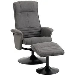 Relaxsessel mit Fußhocker verstellbare Rückenlehne Schaumstoff Dunkelgrau 69 x 71 x 104 cm