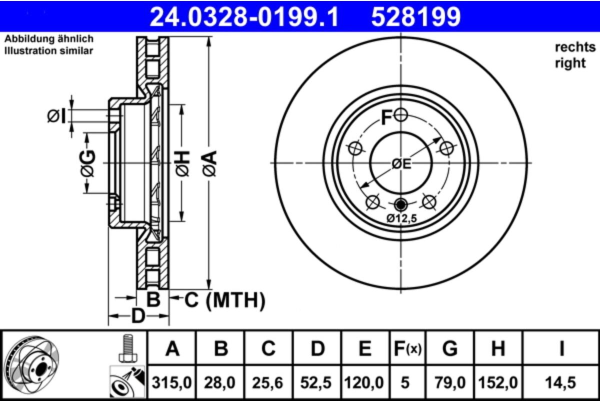 Bremsscheibe ATE PowerDisc 24.0328-0199.1, 1 Stück
