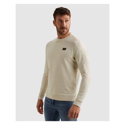 Sweatshirt PME LEGEND "Airstrip sweat", Herren, Gr. XL, bone weiß, Sweatware, Obermaterial: 95% Baumwolle, 5% Elasthan, unifarben, regular fit normal, Rundhals, Rippbündchen, Sweatshirts Sweatshirt, mit Logo Stickerei