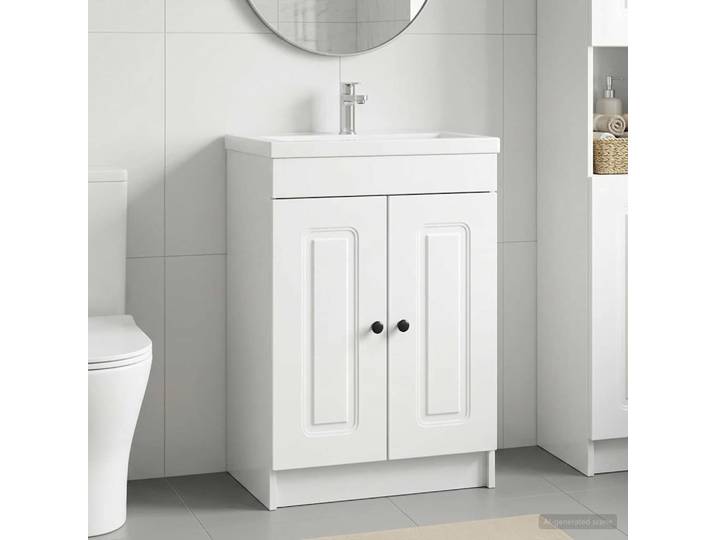 vidaXL Unter dem Waschbecken Badschrank Hochglanz Weiß