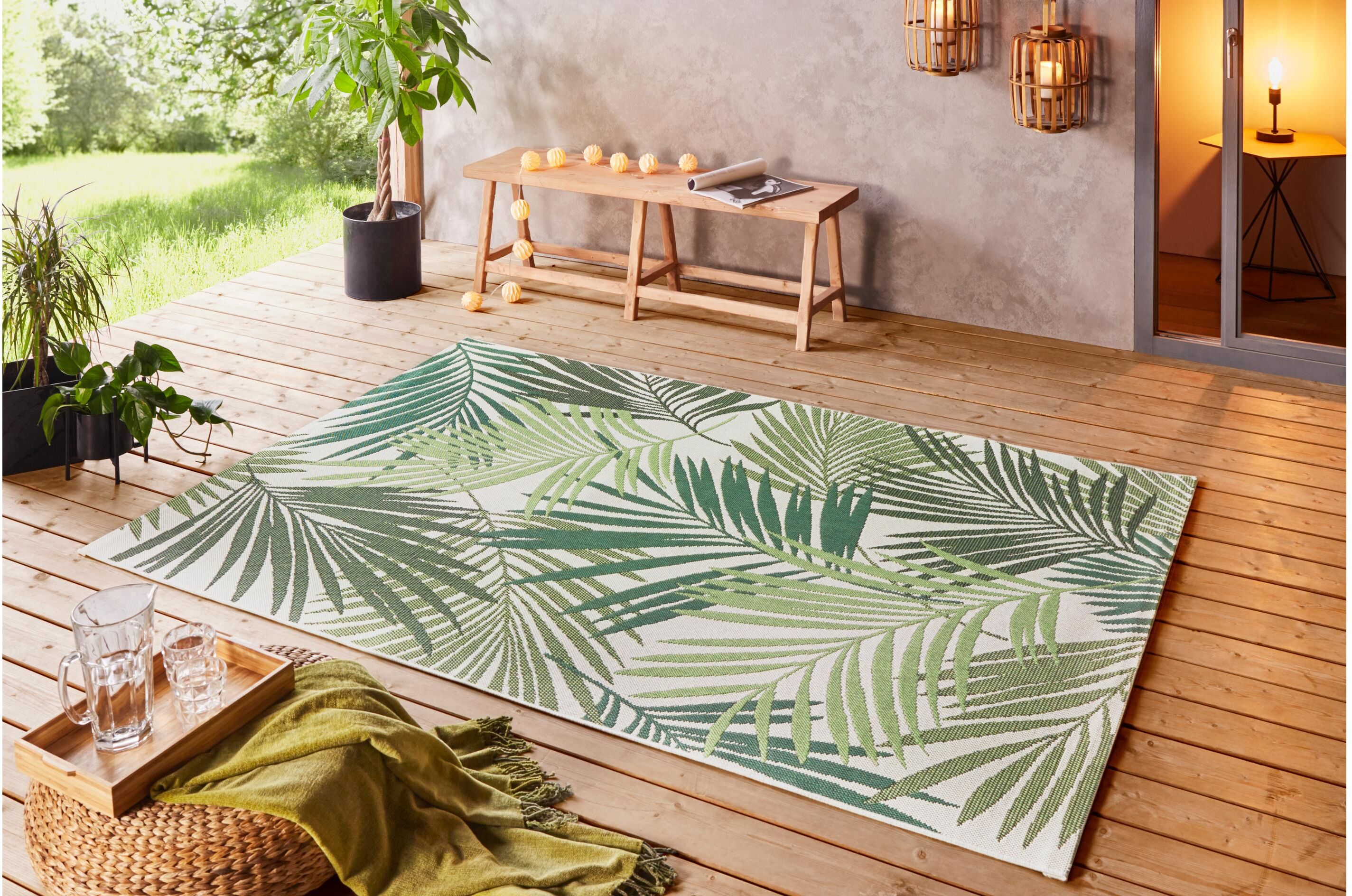 Teppich NORTHRUGS "Outdoor Beach 80", beige (natur, grün), B:80cm L:150cm, Kunstfaser, Teppiche, Teppich natur, grün B : 80cm 1 Stk., L: 150cm