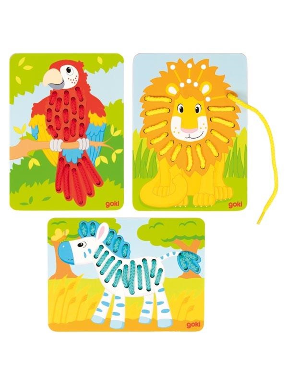 Goki Wooden Stringing Puzzles 3pcs. Holz