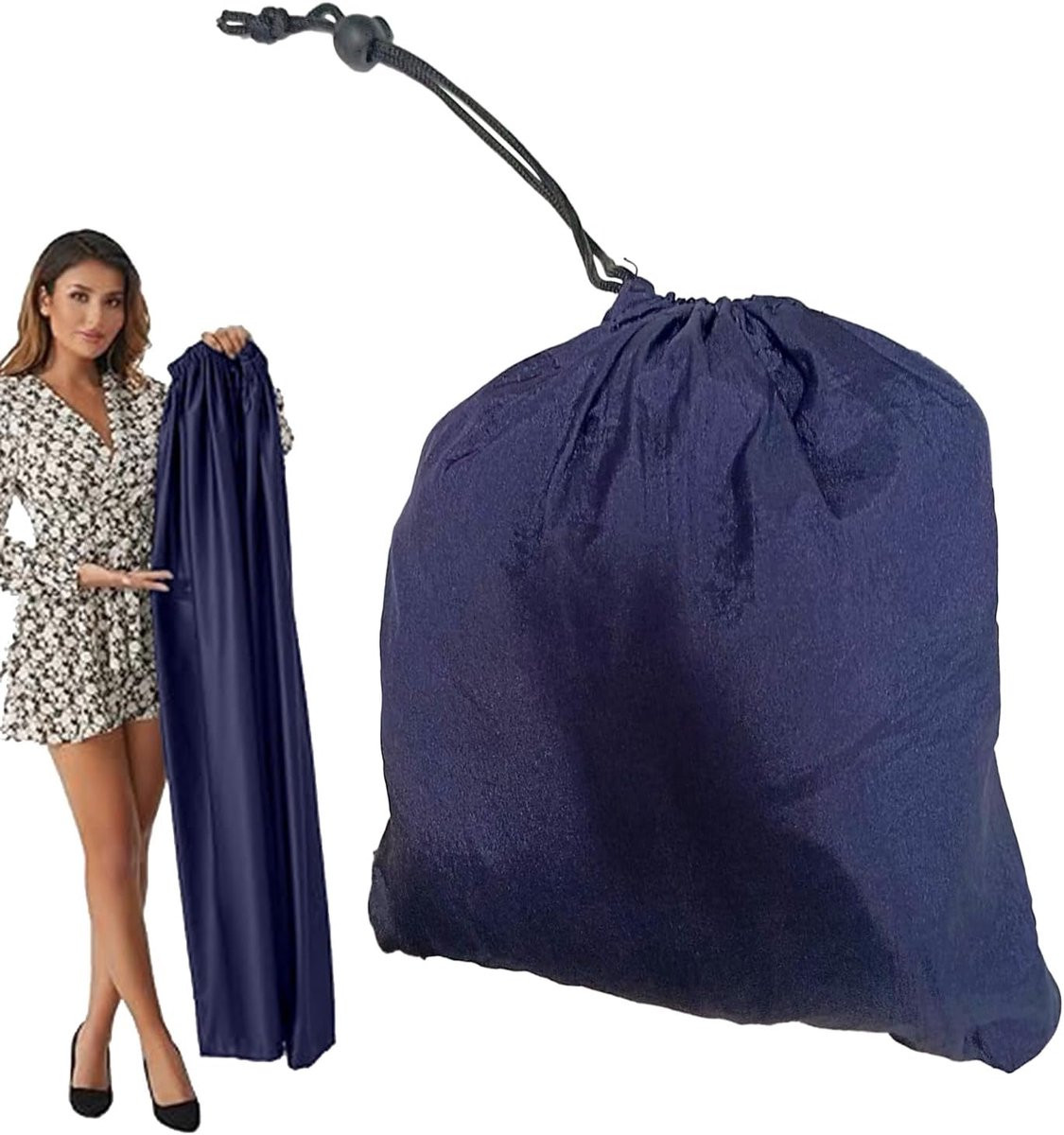 Draagbare kleedkamer privacy scherm donkerblauw, hoogte: 130 cm