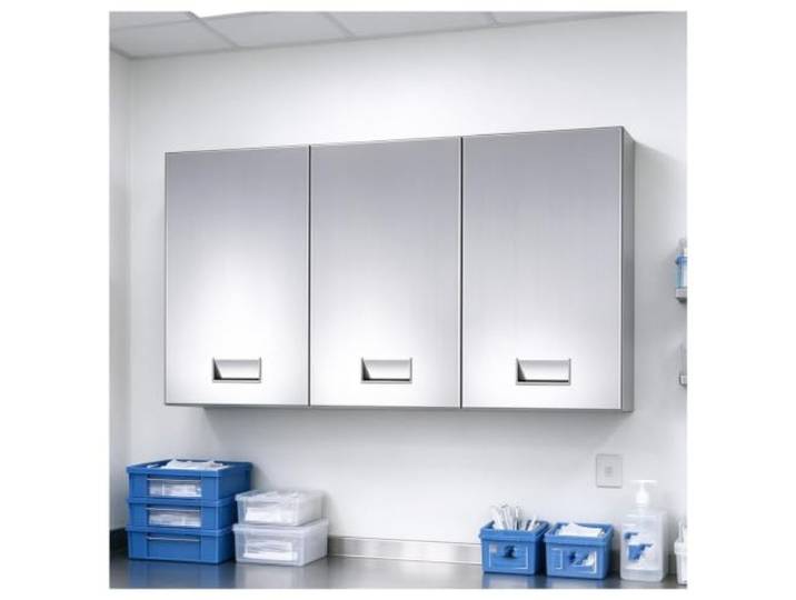 Wand Schrank Edelstahl Wandschrank mit drei Türen gedämpften Scharnieren Wandmontierter Aufbewahrungsschrank mit eingelassenen Griffen und Soft-Close-Scharnieren sowie 2 Innenböden(130x35x60cm)
