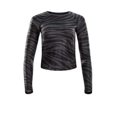 Langarmshirt WINSHAPE "AET119LS", Damen, Gr. XXL, grau (zebra, grau), 85% Polyester, 15% Elasthan, Rundhals, Shirts Langarmshirt, Cropped Functional Light and Soft