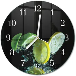 WANDUHR aus Glas Ø30 cm - Zitrone und Limette