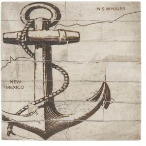 Saro Nautical Anchor Coasters, Set of 4 - Vintage Coastal Drink Coasters for Tabletop Entertaining