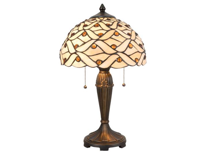 Clayre&Eef Tischleuchte 5181 im Tiffany-Design, creme / amber, für Wohn- / Esszimmer, Glas, Tiffany, Tischlampe
