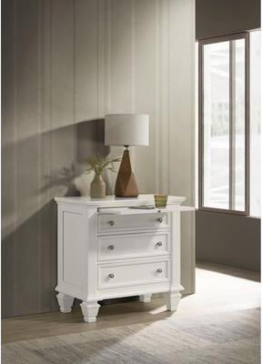 Kodotan sofa Cream White 3-drawer Nightstand with Pull Out Tray，Suitable for bedrooms,living rooms,apartments