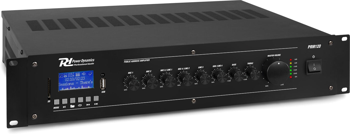 Power Dynamics Prm120 100v 6-Ch Mixer-Verstärker 120w