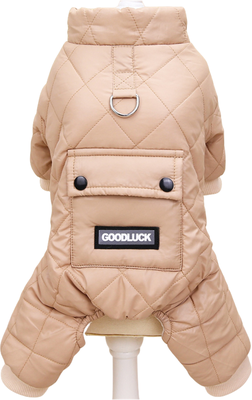 Retailers Go Thicken Warm Dog Jumpsuit, Waterproof Winter Pet Dogs Clothes, Hoodie Puppy Overalls, Chihuahua Coat, Poodle Jacket luck Khaki s
