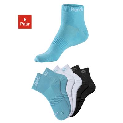 Sportsocken BENCH., Damen, Gr. 39-42, bunt (2x türkis, 2x weiß, 2x schwarz), Baumwollmischung, unifarben, elastisch, Socken Sportsocken, mit antibakterieller Feuchtigkeitsregulierung