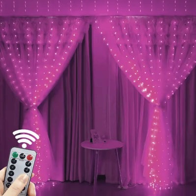 Inspire Curations 8 Mode USB Garland Curtain Lights pink 3x2m 200leds