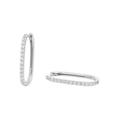 Paar Creolen TOM TAILOR "Schmuck Geschenk Silber 925", silberfarben, kristallweiß, kristallweiß, Ohrringe, Damen, 23mm, Silber 925 (Sterlingsilber), mit Zirkonia (synth.)