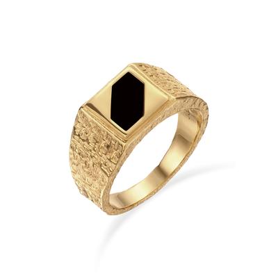 Siegelring KUZZOI "Ring Siegelring Quadrat Strukturiert Emaille Schwarz 925 Sterling Silber" Gr. 62, gold, Fingerringe, Herren, 62, Silber 925 (Sterlingsilber), Siegelring
