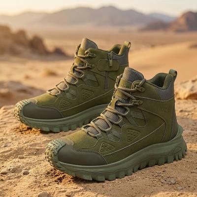 LightInthebox Men's Olive Green Tactical Hiking Boots, Chunky Grip Military Style Outdoor Shoes for Adventurers, Trekking and Camping