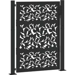 vidaXL Gartentor Schwarz 105x130 cm Stahl Blatt-Design