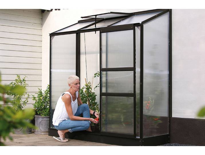 Vitavia Anlehngewächshaus Ida 1300 Schwarz 1.8 × 0.7 × 2 m