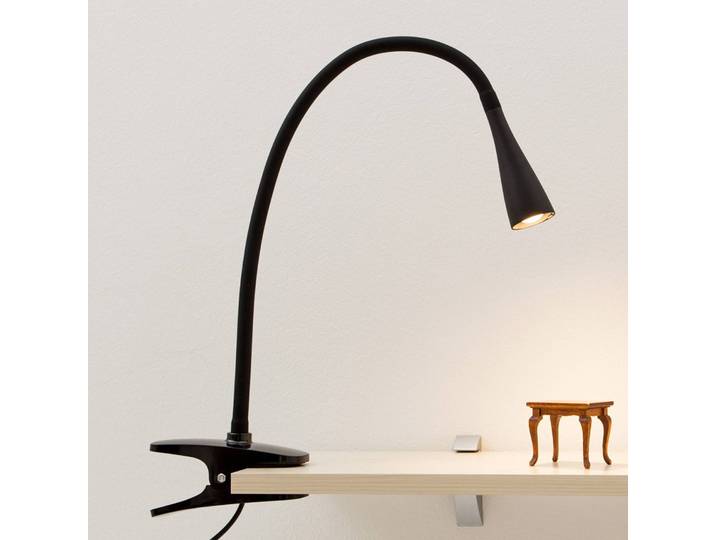 Klemmleuchte BARIS Lindby, schwarz, für Arbeitszimmer / Büro, Metall, Modern, Klemmleuchte