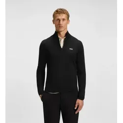 BOSS für Herren. 50541965 Pullover mit Stehkragen und halbem Reißverschluss, schwarz (S), Lässig, Baumwolle