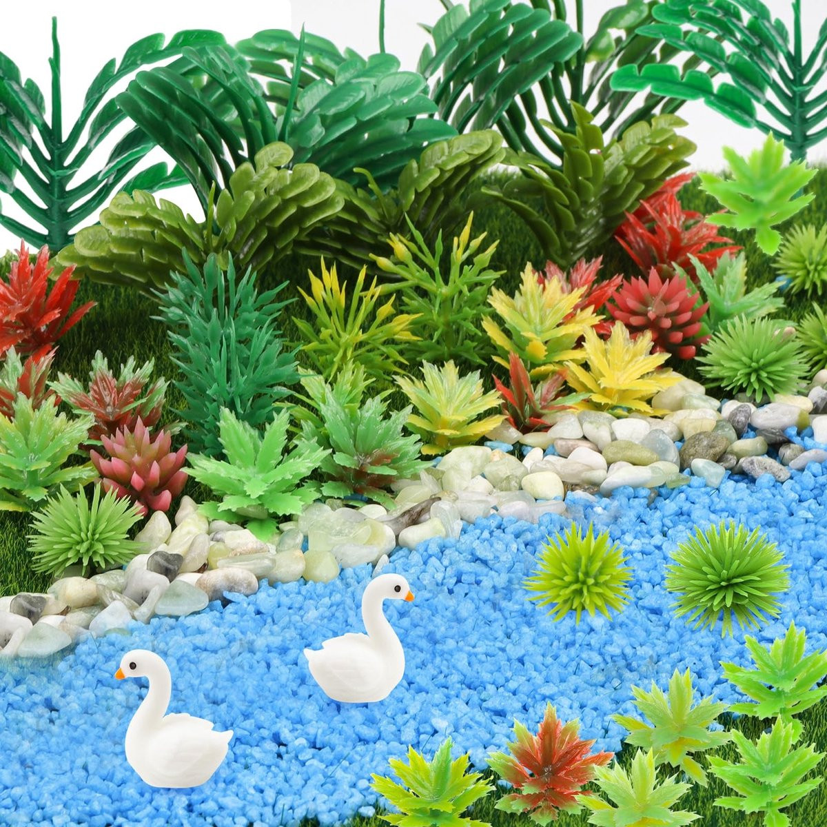 Dailygoods Miniatuur Planten en Bomen - Meerkleurige Decoratieve Tuin Accessoires voor Landschapsmodelbouw
