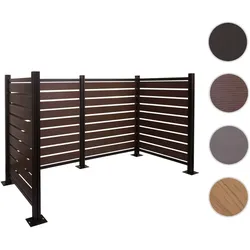 Alu Mülltonnen-Zaun HWC-K57, Mülltonnenverkleidung, Holzoptik erweiterbar 130x206x110cm ~ braun