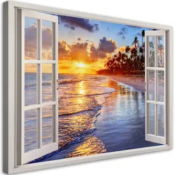 WANDBILD fensterblick sonnenuntergang am meer