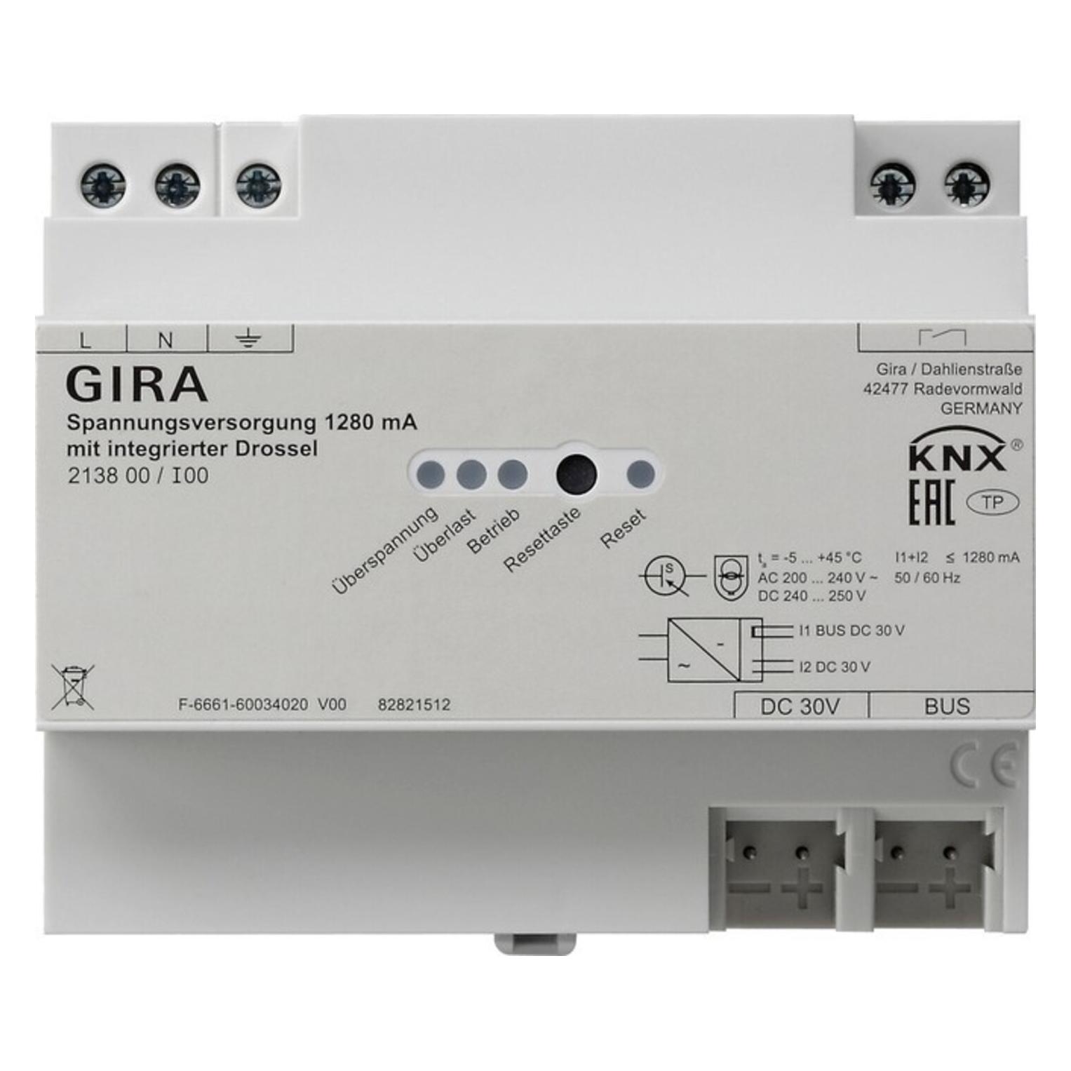 Gira Spannungsvers. 1280 mA Drossel KNX REG (213800)
