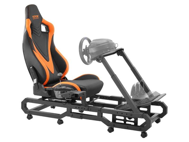 Support de volant de course VEVOR avec roues pour Logitech G923/G920/G29\, cockpit de simulateur de conduite robuste en acier - Thrustmaster T248P\, support de volant et pédale réglables\, charge maximale 150 kg