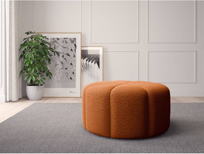 Pouf FORA 80cm Orange Tissu Saia: Rouille