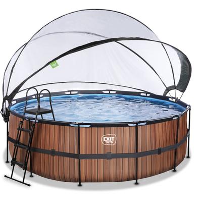 Framepool EXIT "inkl. multifunktionaler Poolabdeckung", braun, H:122cm Ø:427cm, Schwimmbecken, ØxH: 427x122 cm, mit Sandfilteranlage und Sicherheitsleiter