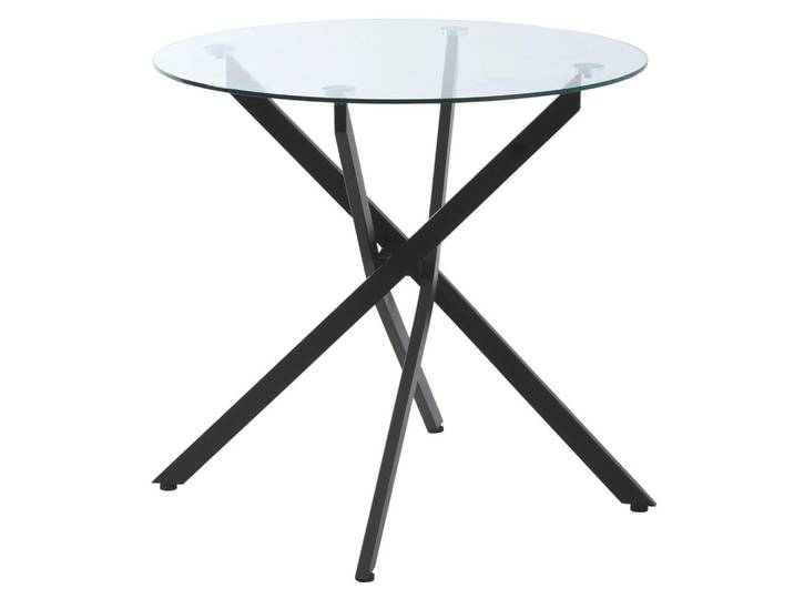 Redom Couchtisch 80/80/75 cm aus Stahl mit gehärteter Glasplatte und verstellbaren Füßen, Schwarz, Metall, 80x75x80 cm, Wohnzimmer, Wohnzimmertische, Couchtische