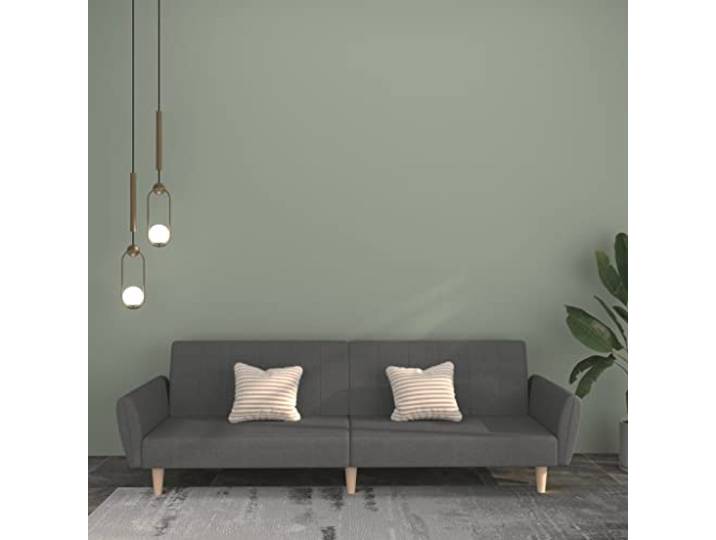 HEFZGDB Schlafsofa 2-Sitzer Hellgrau Stoff Bettcouch Gästebett Sofabett mit 2 separaten Rückenlehnen für Wohnzimmer und Büro atmungsaktiv langlebig Holzrahmen stabil multifunktional
