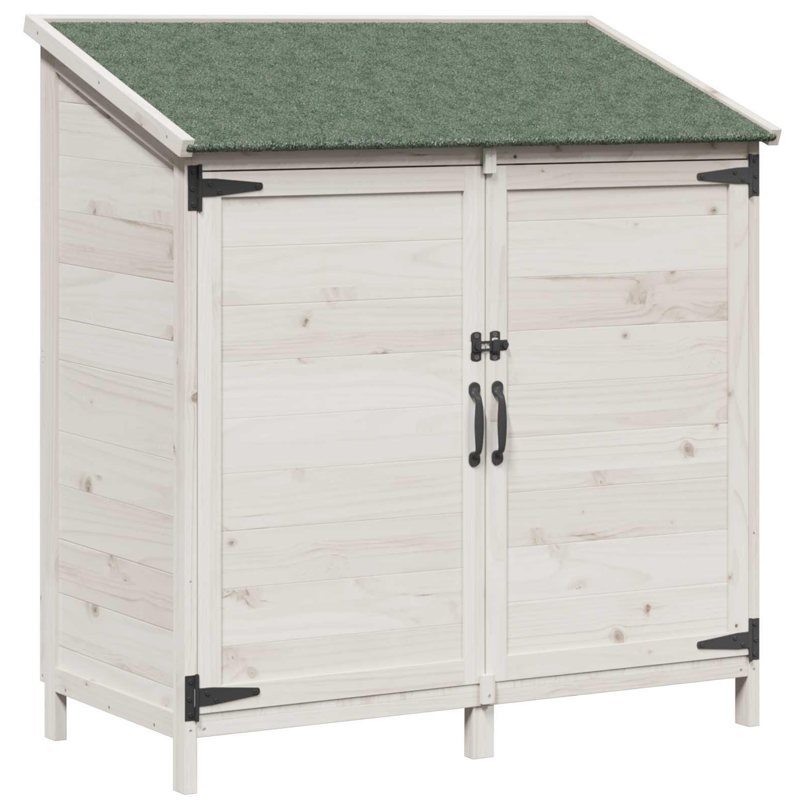 vidaXL Tuinhuis van massief vurenhout, wit, B: 106,5 cm, D: 56 cm, H: 113,5 cm