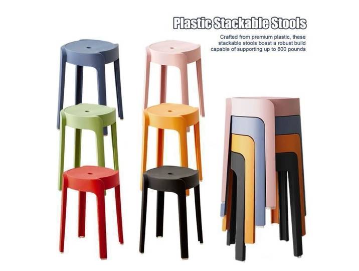 Tabouret en Plastique - FLASIDU - Lot de 6 - Empilable - Portable - 30x30x46cm