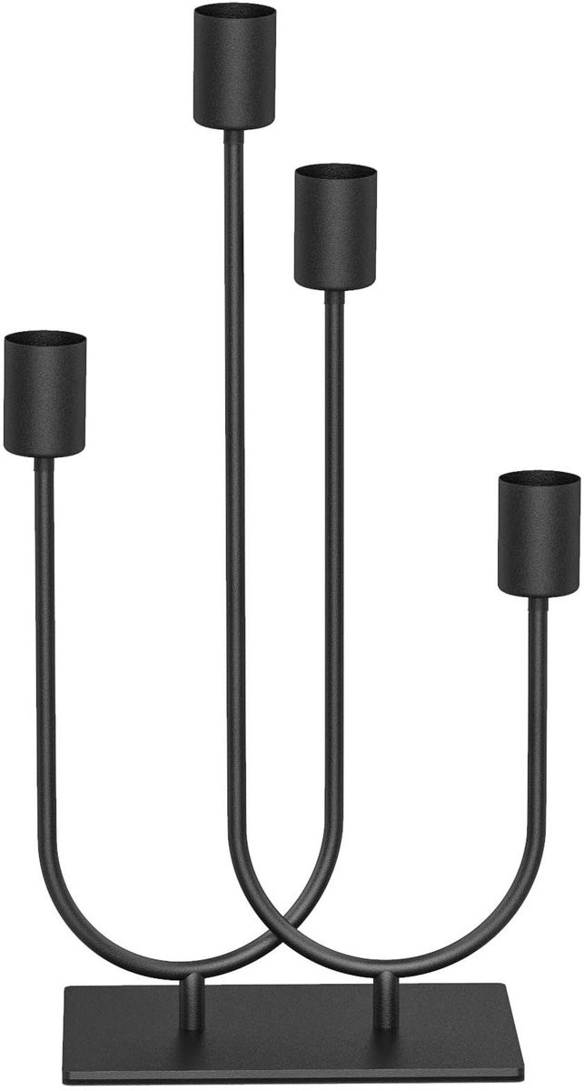 Set van 4 zwarte kaarsenhouders voor taper candles