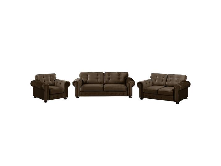 Polstergarnitur Marau 3-2-1 Braun/Braun Webstoff Glamour