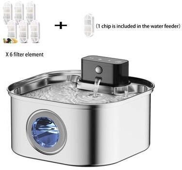 Uplifted Finds Stainless Steel Wireless Rechargeable Cat Water Fountain With Auto Sensor a 6 Chips