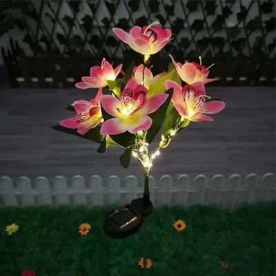Uplifted Goods Solar Simulation Orchid Flower Lights For Garden And Patio Decoration pink Orchid