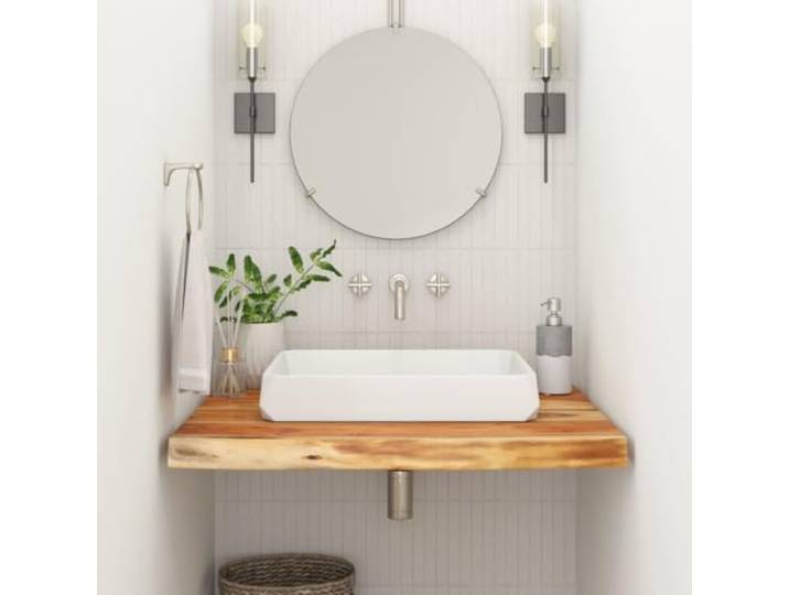 PTUGUOF Waschtischplatte 80x60x2,5 cm Massivholz Akazie Naturkante, Robust, Vielseitig Als Regal Oder Schrankplatte, Einfache Reinigung