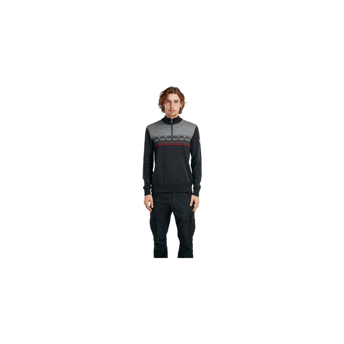 Dale of Norway Liberg Masc Sweater darkcharcoal smoke redrose (E00) XL 95911-E00-XL