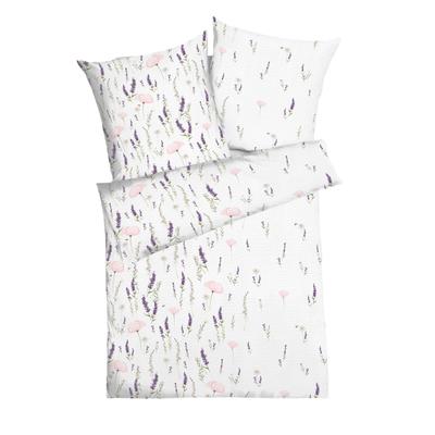 Bettwäsche KAEPPEL "Provence", rosa (lavendel), B/L: 155cm x 200cm, 1 Stk., 1 Stk., Soft-Seersucker, B/L: 80cm x 80cm, 2, Soft-Seersucker, Obermaterial: 100% Baumwolle, Bettwäsche, Bettwäsche